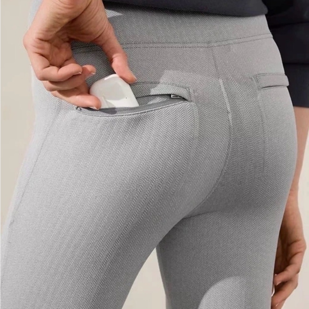 Athleta XS Delancey Skyline Herringbone Tight Leggings, Storm Cloud Gray NWT - Picture 2 of 9